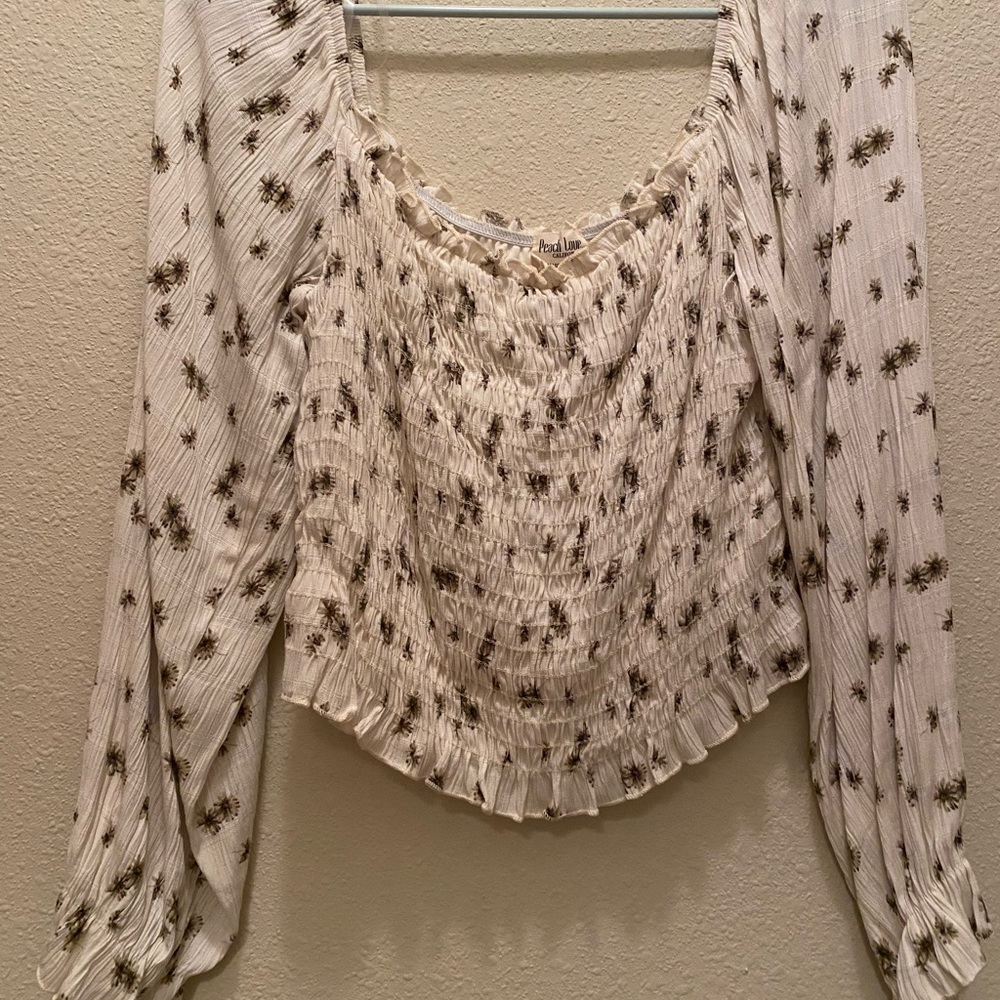 Peach love smocked top